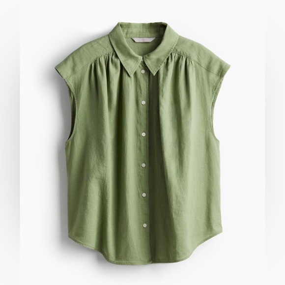 H&M linen blend sleeveless shirt - Picture 2 of 4